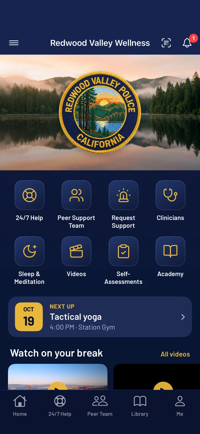An organization’s wellness app home